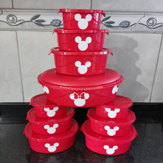 Kit 10 peças oval vermelho Mickey e Minnie adesivado