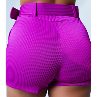 Shorts confort canelado com cinto 3 d com cinto