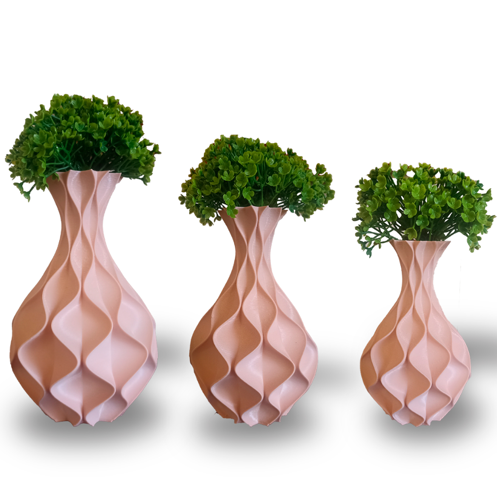 Vasos Modernos Com Plantas Artificiais - Jarro Ondulado - Decoração ...