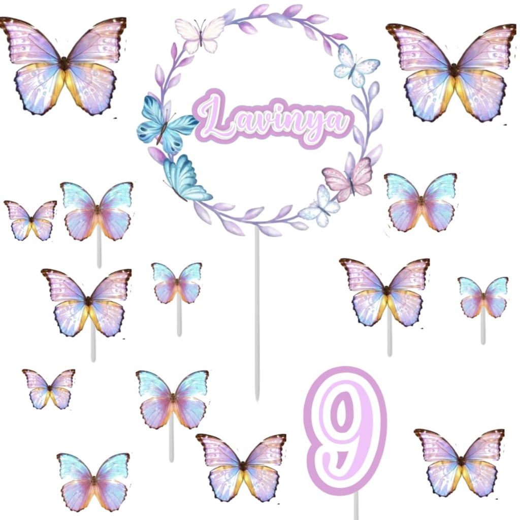 13 pçs glitter borboleta feliz aniversário bolo toppers 3d rosa