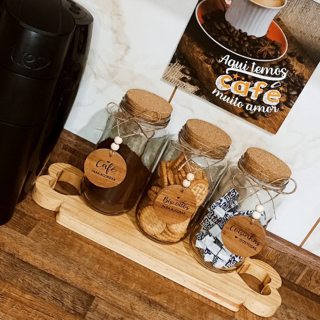 Kit Cantinho do Café - Café, Biscoitos e Coisinhas| 3 potes de Vidro ...
