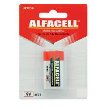 1 Pilha Bateria Alfacell 9v/6f22/1s Carga Alta Res