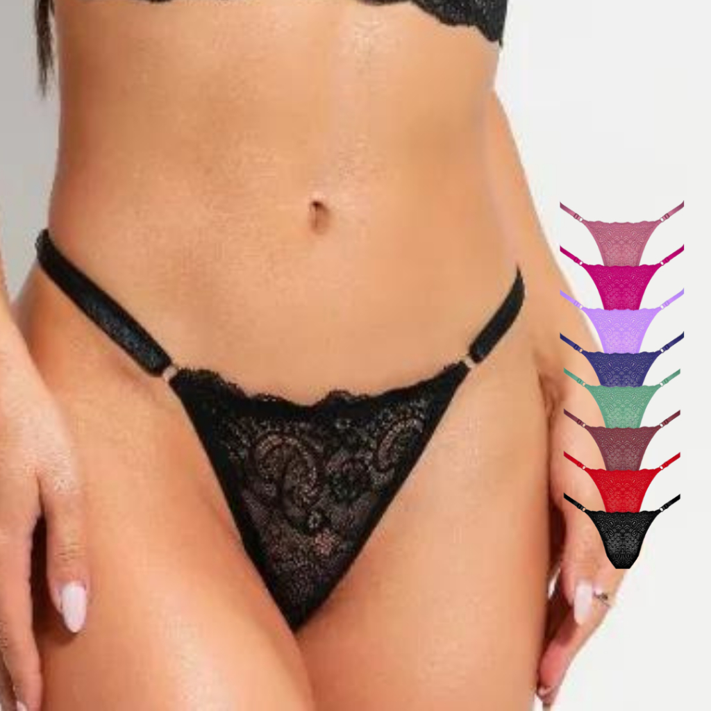 Kit 5 calcinha de renda string fio dental tanga sexy de regulagem lingerie  feminina - Escorrega o Preço