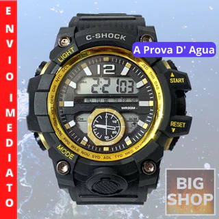 C SHOCK Relógio Masculino A PROVA D' AGUA Digital Dourado Preto