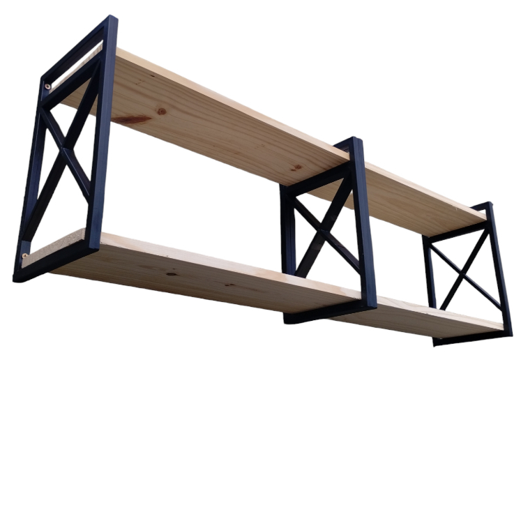 Prateleira Estilo Industrial 120x20cm com Madeira Maciça