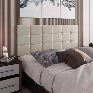 Cabeceira Cama Casal King Size Painel Dobrável Retangular Feito c/ Tecido Suede - Várias Cores