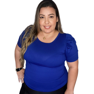 Blusa Feminina Manga Bufante Canelada Plus size Moda Verão Promoção Evangélica Moda Oferta Relampago Modinha Princesa