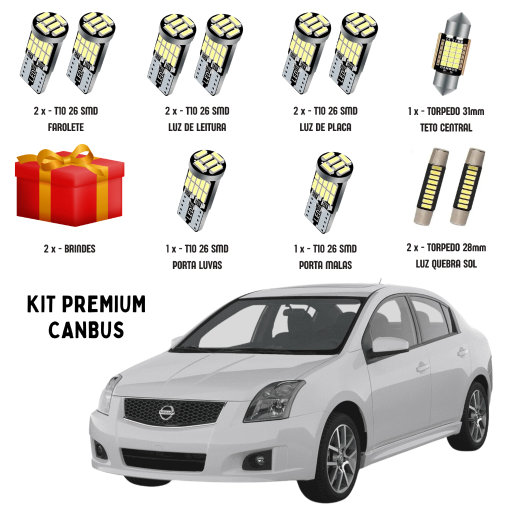 Kit Led Premium Interna Nissan Sentra 2007 Até 2013 - Canbus