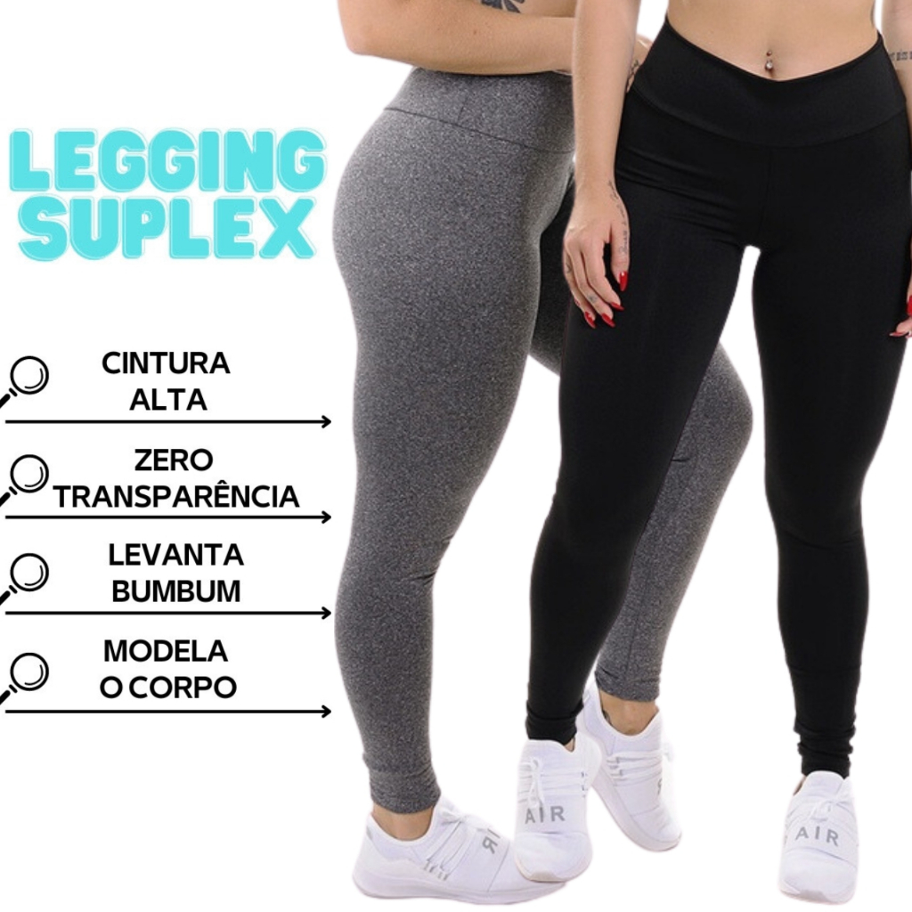 Calça Legging Fitness Suplex Grossa Cós Alto