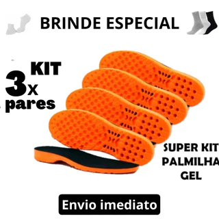 Kit 3 Pares Palmilhas Pu Gel Anti-Impacto Macia Ortopédica