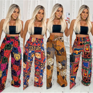 Calça folgada feminina store estampada