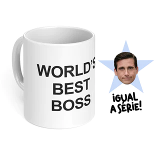 Caneca xícara de cerâmica porcelana série The Office World´s Best Boss Dunder Mifflin Michael Scott para presente