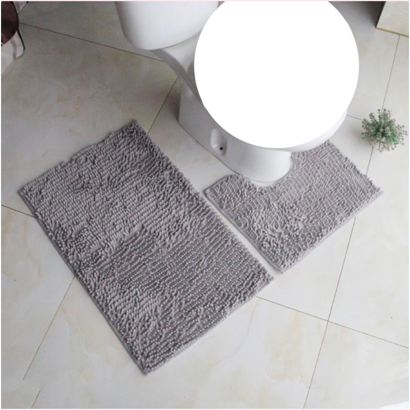 (Ref:44-C2) Tapete Jogo para bnheiro com 2 pçs peludo tipo "macarrão" grosso macio com antederrapante cor liso promoção