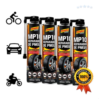 Kit 4x Reparador de Pneu Furado Spray Instantâneo Carro Moto Bicicleta MP10 400ml TOP em Oferta na Shopee