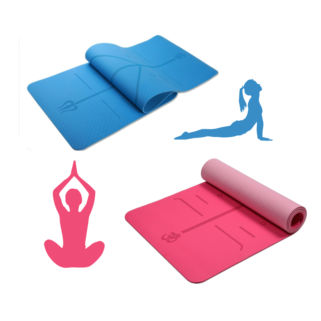 Tapete Colchonete De Yoga TPE Lavável Linhas Posturas Antiderrapante Pilates Fitness Ginastica Exercícios Espessura De 6mm
