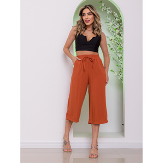 Calça pantalona tecido duna moda feminina moda verão 2023