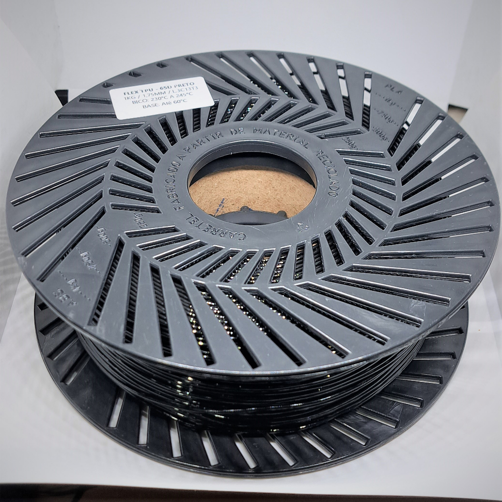 🎉🌟 Filamento PLA Flex Preto (FLEX TPU – 65D) - USADO em Excelente Estado! 🌟🎉