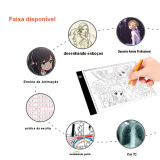 Portátil Mesa Prancheta Desenho Luz A4 Desenho Led Branco Usb Ferramentas de desenho de anime Para Animação Copiar/Escrever Mesa prancheta de desenho led crianças rabiscam assistir CT