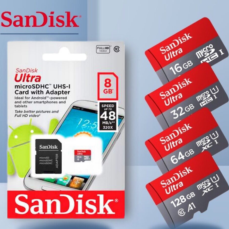 Cartão De Memória Sandisk SD Ultra A1 8GB 16GB 32GB 64G 48M S para ...
