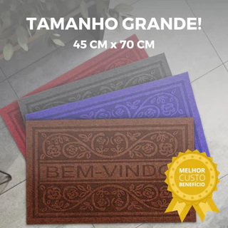 Tapete GRANDE Bem-Vindo Capacho Carpete 45x70 Antiderrapante Emborrachado Não Escorrega Luxo Várias Cores
