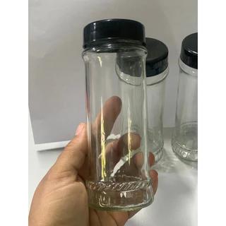 KIT C/5 POTES DE VIDRO PORTA TEMPEROS 280ML C/ TAMPA DE PLÁSTICO.