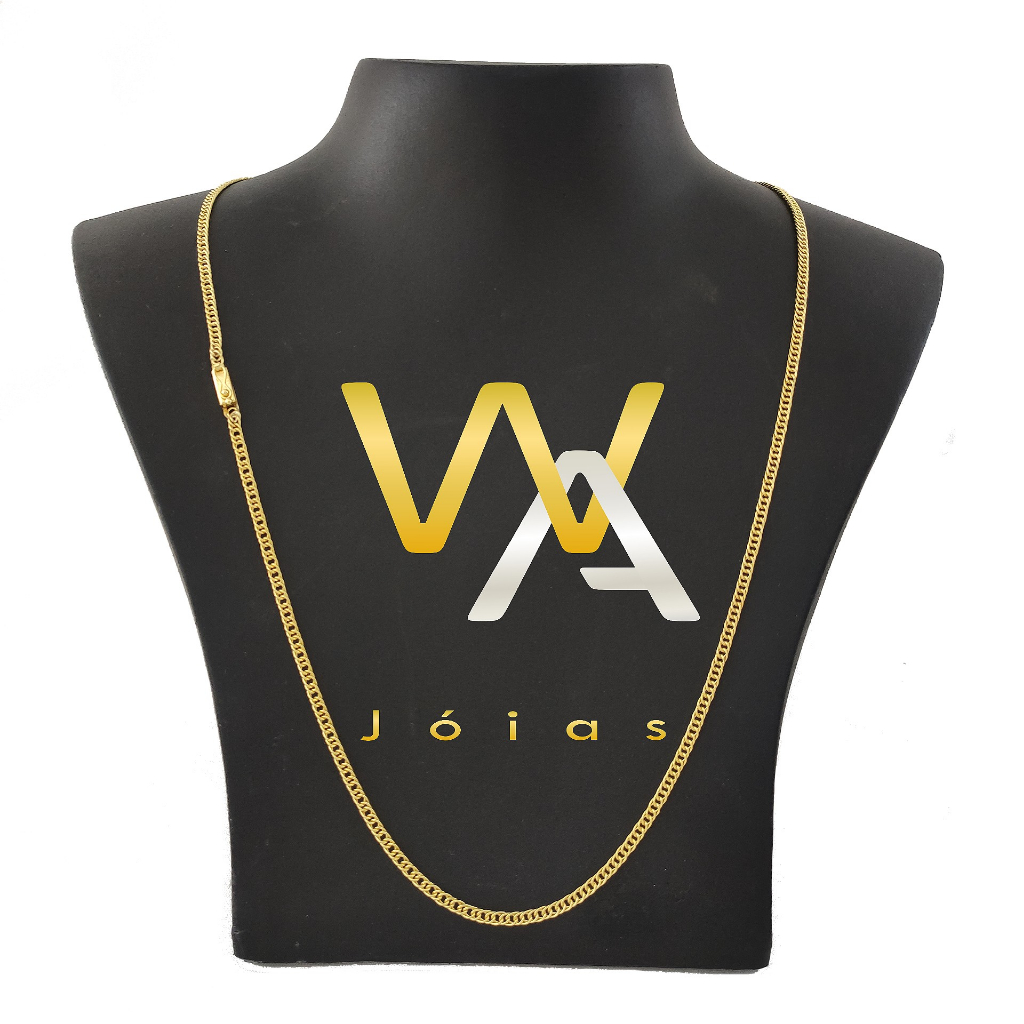 Corrente grumet duplo 2mm + pingente estrela de Davi vazado pequeno Feito de moeda antiga