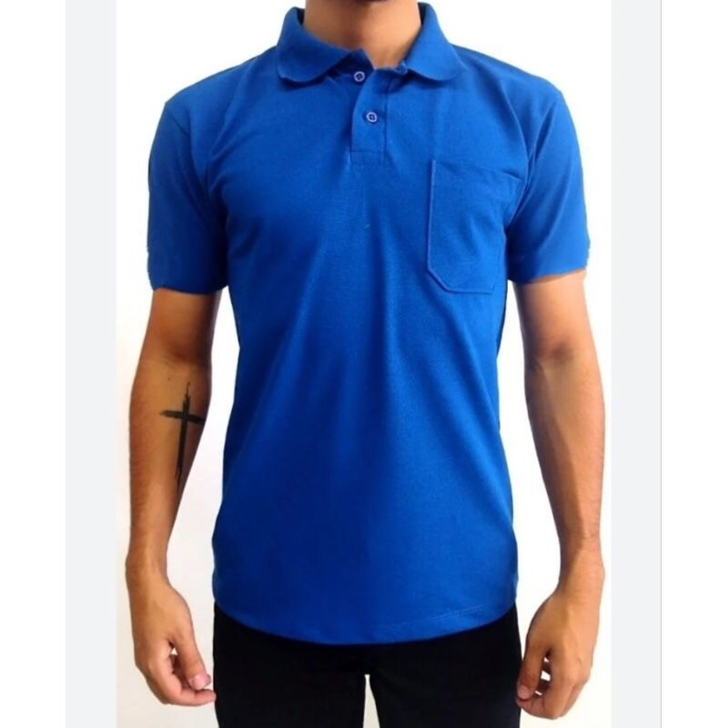 Camisa Polo Piquet Masculina Com Bolso P ao GG