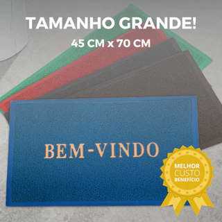 Tapete GRANDE PVC Bem-Vindo Capacho 45x70cm Porta Antiderrapante Emborrachado Não Escorrega Luxo Várias Cores