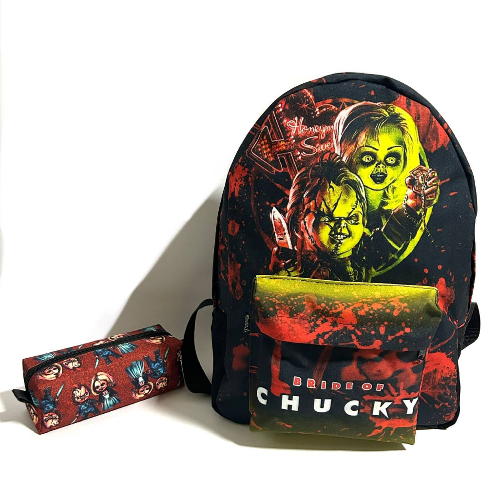Kit mochila e estojo escolar a noiva do chucky tiffany versão ritual ...