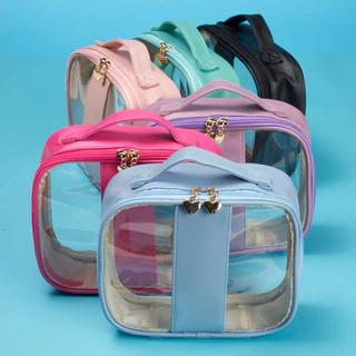 Necessaire Transparente Fofa Colorida Presente Organizadores De Mala Impermeável Diversos Tamanhos Aula