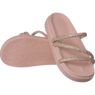 Papete Birken Sandália 3 Tiras de Brilho Strass Chinelo Feminino Moda Tendência Blogueiras