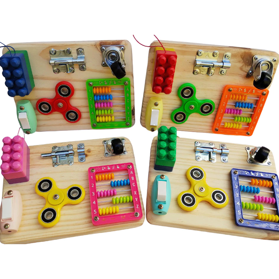 Mini Painel Sensorial / Painel Sensorial Portatil / Painel Sensorial Infantil / Brinquedo de Madeira / Placa de Atividades / Busy Board Montessoriano