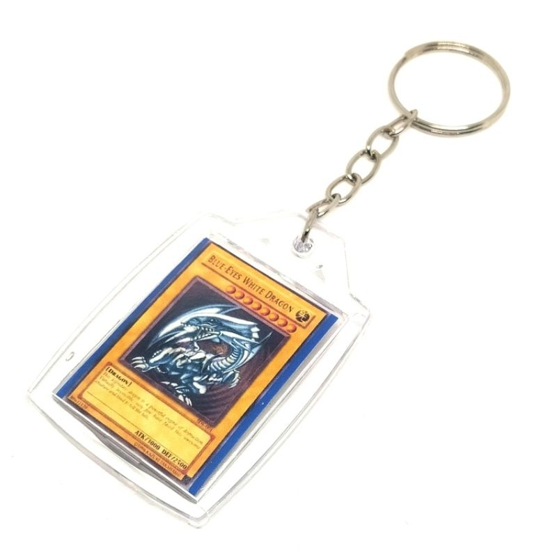 Chaveiro Carta Dragão Branco Dos Olhos Azuis Frente e Verso Yu-Gi-Oh Acrílico Anime / Série / Desenho / Geek