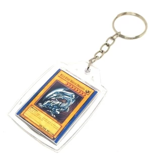 Chaveiro Carta Dragão Branco Dos Olhos Azuis Frente e Verso Yu-Gi-Oh Acrílico Anime / Série / Desenho / Geek