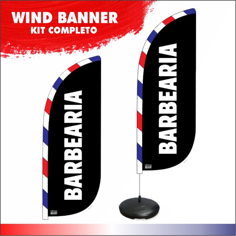 Wind Banner BARBEARIA Dupla Face/ Kit Completo