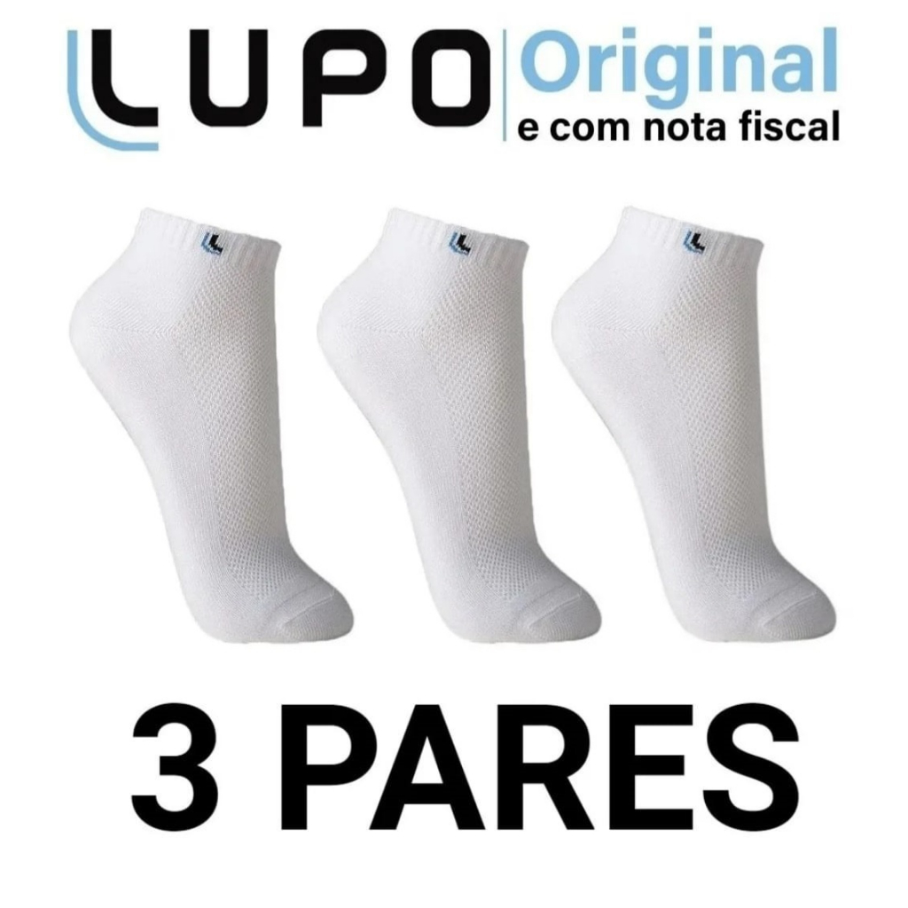 Kit 3 Pares Meia Lupo Feminina Masculina Soquete Cano Curto Algodão