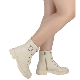 Coturno Feminino Bota Cano Curto Shekinah Moda Tratorada Militar Saltinho Confortável Novidade Festa Blogueira Fashion