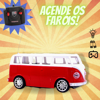 Carrinho de Controle Remoto Kombi Retro Acende Farol