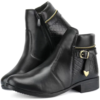 Bota Coturno Casual Cano Curto Zíper Moda Casual Feminina Fashion Luxo