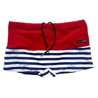 SUNGA ADULTO BOXER MARINHEIRO VERMELHO E LISTRA AZUL