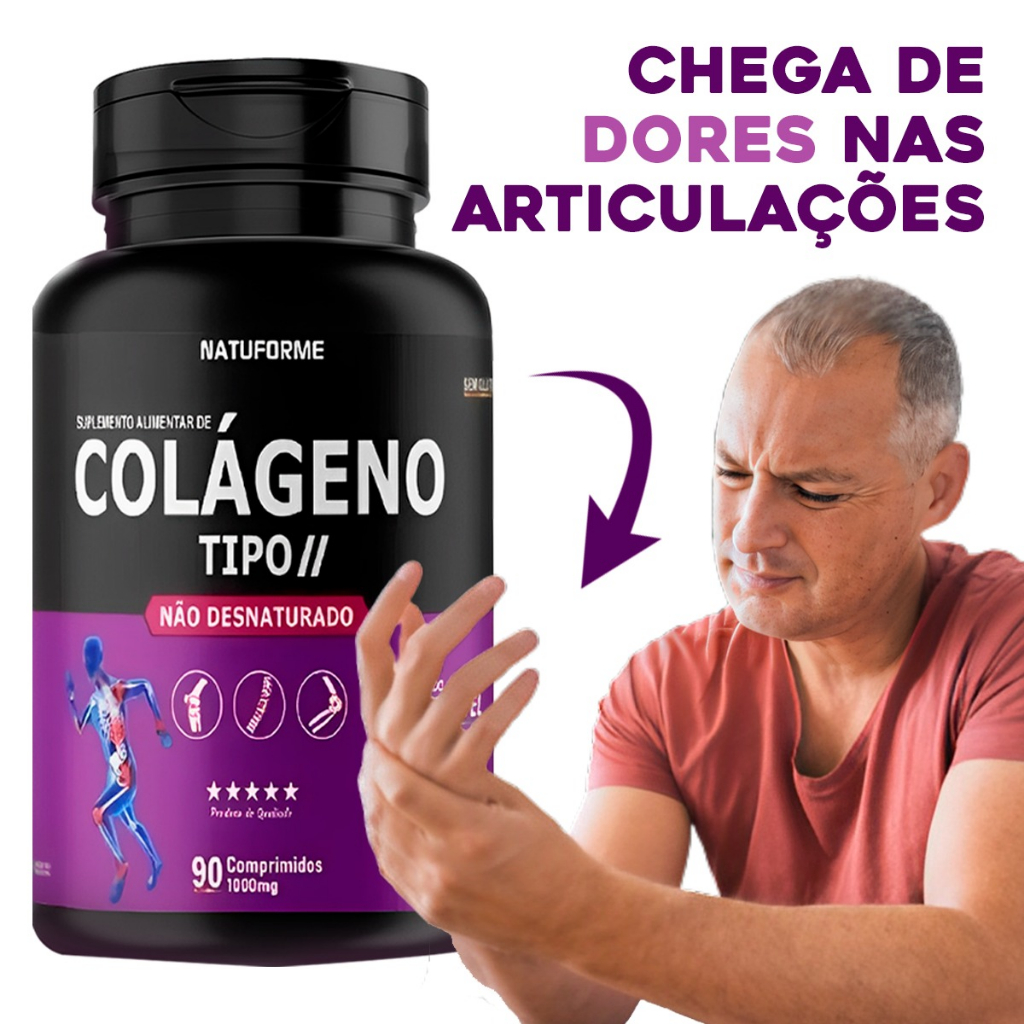 Colágeno Tipo 2 Não Desnaturado 1000 mg para Artrite Artrose Saúde ...