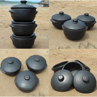 PROMOÇÃO Kit Panela de Barro Capixaba com 3 unidades de 1,5 Litros + 1 Colher de Pau