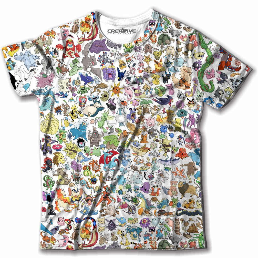 Camisa Camisetas Blusa Pokémon Personagens Adulto e Infantil