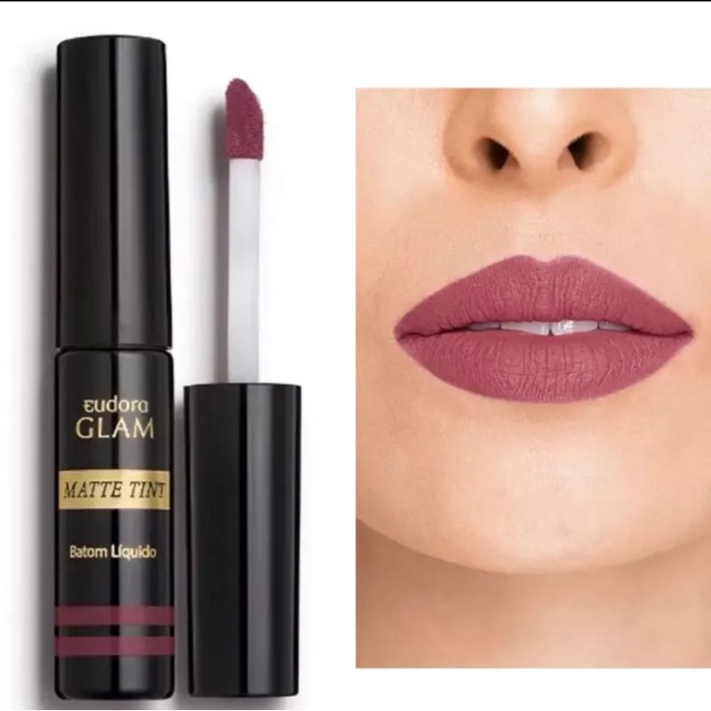 Batom Líquido Glam Matte Tint Rosé Vintage 4ml Eudora | Shopee Brasil