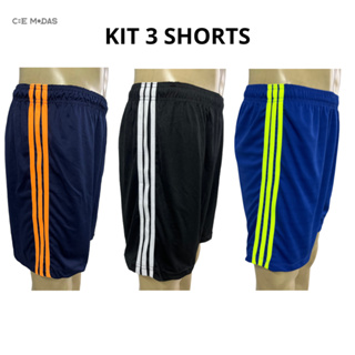 Kit 3 Shorts Masculino Confortável Academia Corrida Futebol Ficar Em Casa