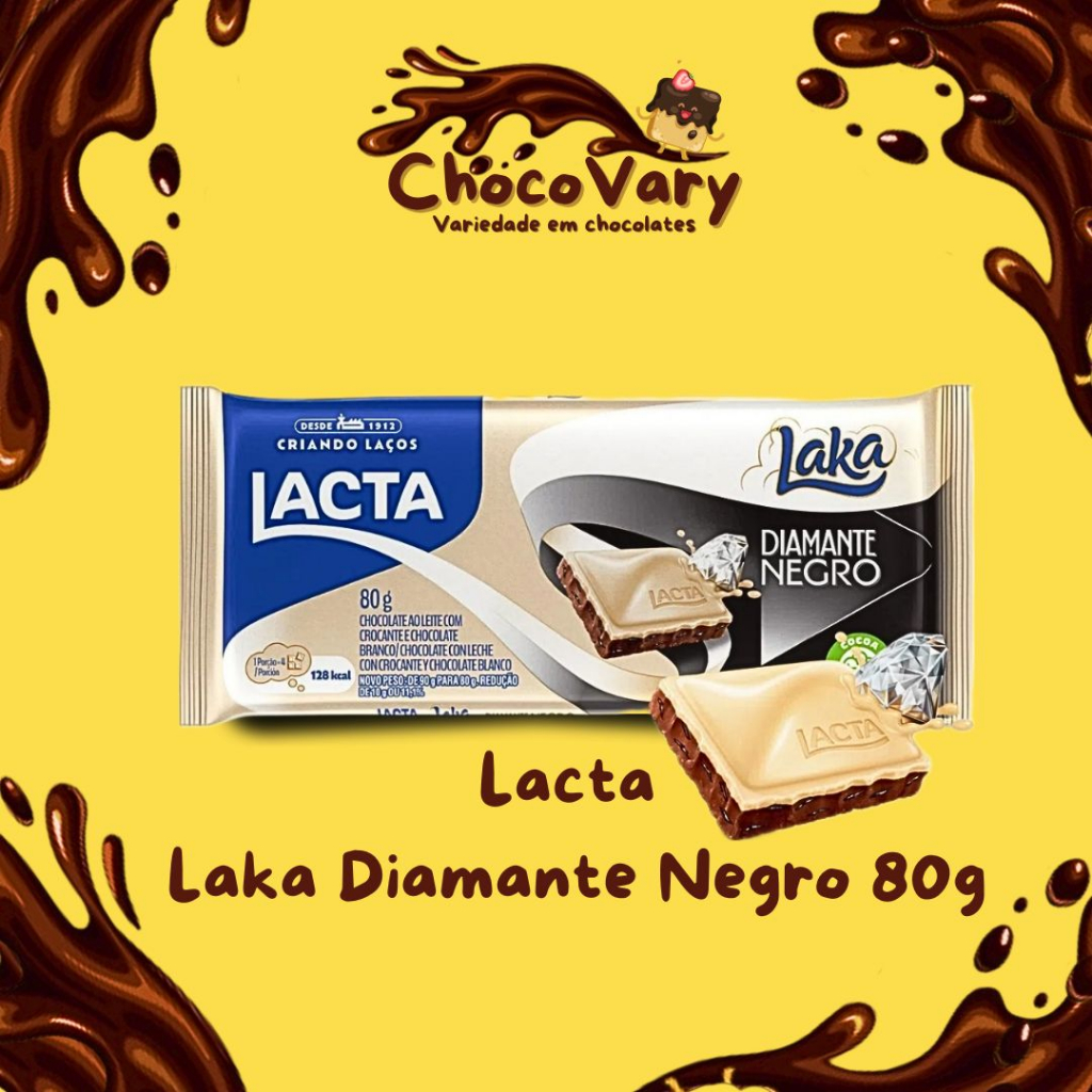 Lacta Barra Laka/ Diamante Negro 80g - Laka/ Diamante Negro Chocolate Bar 3  pack