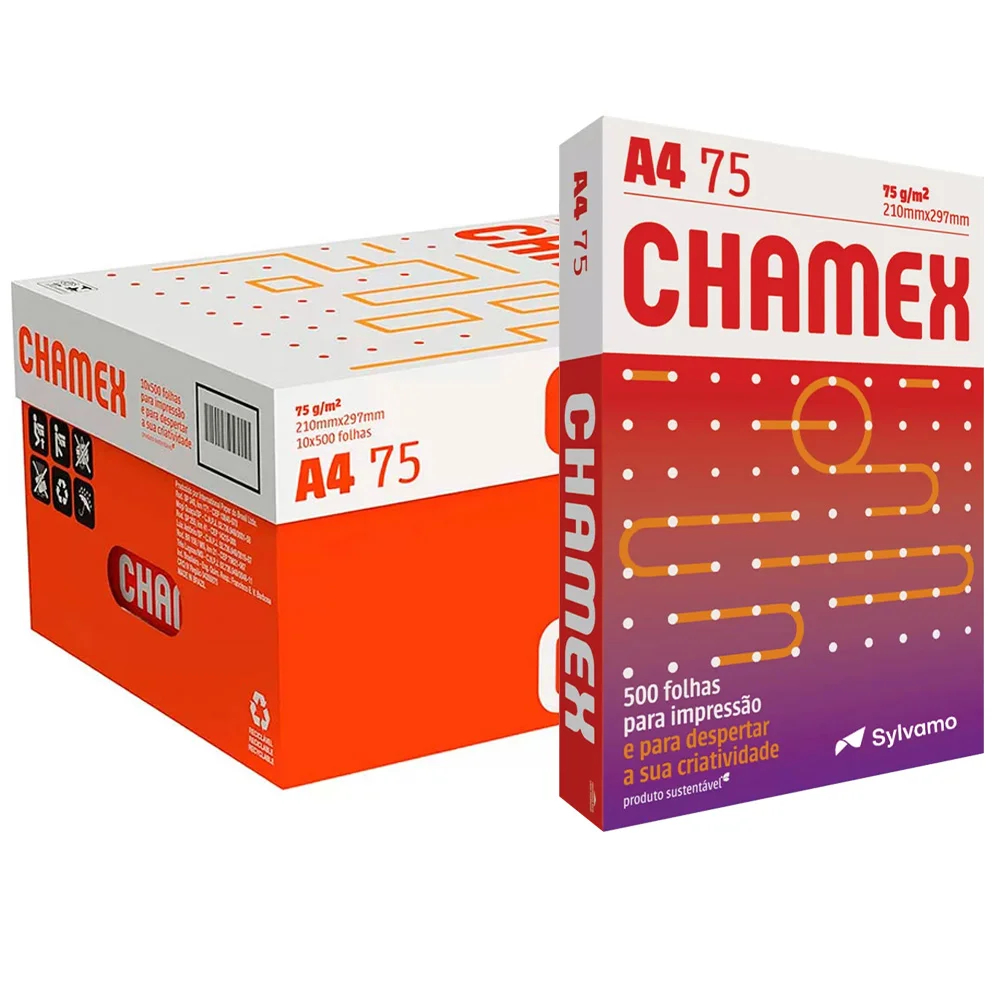 Papel Sulfite A4 75g 210mmx297mm Caixa Com 10 Resmas 5000 Folhas Chamex Cx 1 Un Shopee 3055