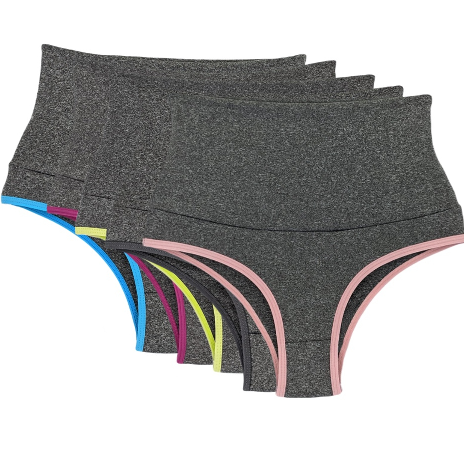 Kit 5 Calcinhas Modeladoras Cós Alto Confortável Mescla