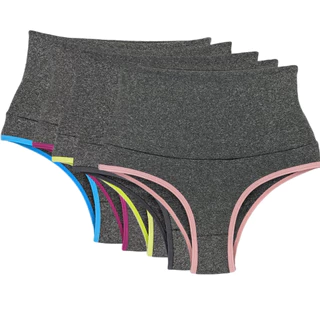 Kit 5 Calcinhas Modeladoras Cós Alto Confortável Mescla