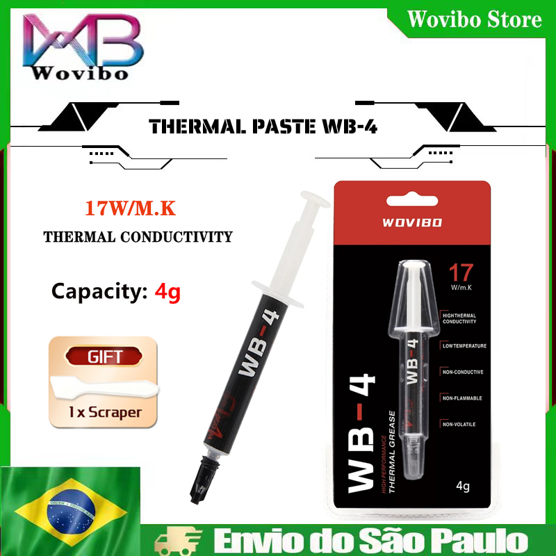 Wovibo Thermal Paste WB-4 WB 4 4g 17 W /M-k For CPU GPU Printer HeatSink Cooling Cooler Thermal Grease Compound Silicone